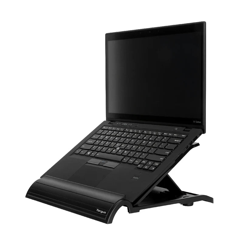 Targus Anti-Microbial Simple Ergo Laptop Stand | Ergonomic Multi-Angle Portable Desktop Riser with DefenseGuard Surface Protection and Cable Management Loop for Laptops up to 14 Inches - Black (AWE802AMGL)