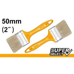 Ingco 2" Professional Flat Paint Brush | 50mm Premium Oil-Based Bristle Brush with Heavy-Duty Comfort Plastic Handle Layout (CHPTB78602)