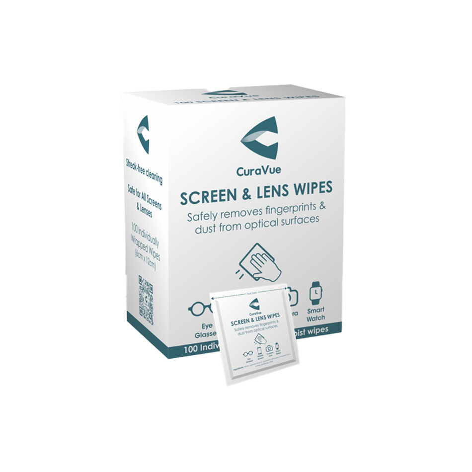 CuraVue Pre-Moistened Screen and Lens Cleaning Wipes – 100 Pack (C164-1)
