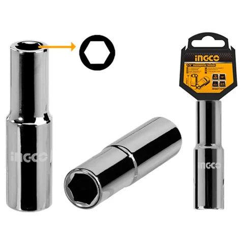 INGCO 1/2" Drive 32mm Deep Hexagonal Socket – Premium 50BV30 Cr-V Alloy Steel, Heat-Treated Strength, Black Nickel Anti-Rust Finish, and 6-Point High-Torque Design (HHAST12323L)