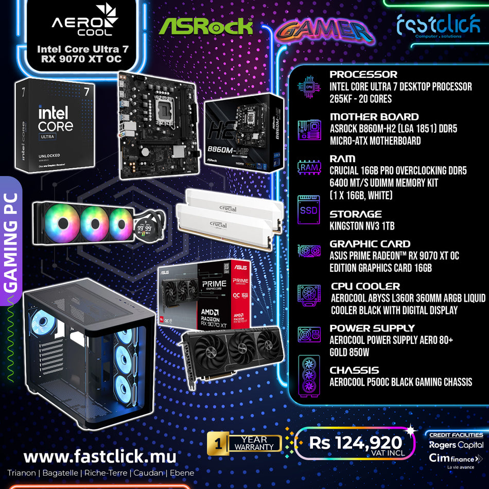 Fastclick Mega Sale: Intel Core Ultra 7 Desktop Processor  265KF - 20 cores | RX 9070 XT OC  Edition Graphics Card 16GB