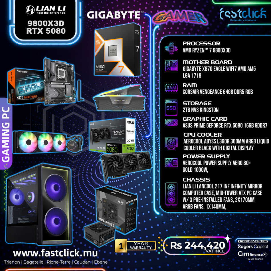 Fastclick Mega Sale: AMD Ryzen™ 7 9800X3D & GIGABYTE X870 Eagle WIFI7 AMD AM5  LGA 1718