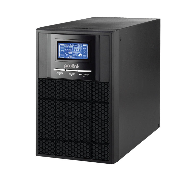 Prolink (PRO903-ES) 3KVA Professional Online UPS | 4U Rackmount/Tower Uninterruptible Power Supply with Smart LCD Display, Power Factor 0.9, High-Capacity Battery Array (9AH x 6) & USB/RS232 Smart Management Ports