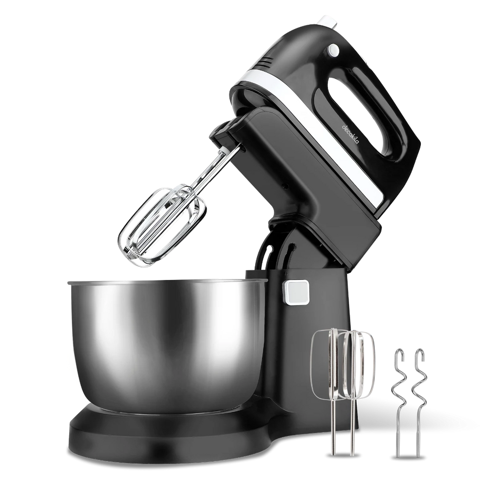 Decakila 250W 5-Speed Electric Stand Mixer | 3.5L Stainless Steel Auto-Rotating Bowl Mixer with Beaters & Dough Hooks (KEMX012B)