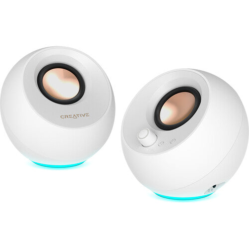 Creative Pebble Pro Minimalist 2.0 USB-C Computer Speakers with Bluetooth 5.3 and Customizable RGB Lighting, Clear Dialog and BassFlex Tech, USB Audio, Headset Port, for PC and Mac (Black or White)