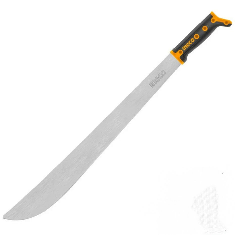 INGCO 18" (460mm) Bush Machete with Thin Head (Manchette de Jardin / Coupe-Coupe) – High-Grade 1.9mm Carbon Steel Polished Blade, Triple Solid Rivet Assembly, and Non-Skid Ergonomic Handle (HMPS0118)