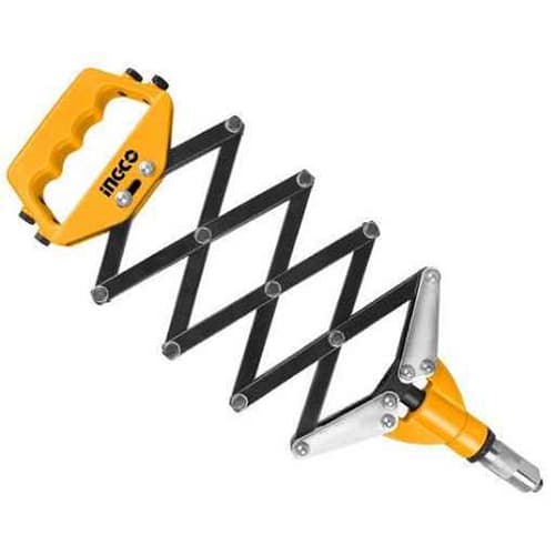INGCO 32" (815mm) Industrial Folding Hand Riveter – Heavy-Duty Lattice Mechanism, 5 Nozzle Sizes (3.2mm to 6.4mm), High-Leverage Steel Arms, and Spent Mandrel Collector (HFOR321)