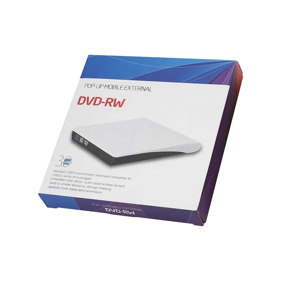 POP-UP Mobile External DVD-RW Drive | SuperSpeed USB 3.0 Interface | Slim Portable CD/DVD Writer & Reader | Plug-and-Play | Universal OS Compatibility - Black