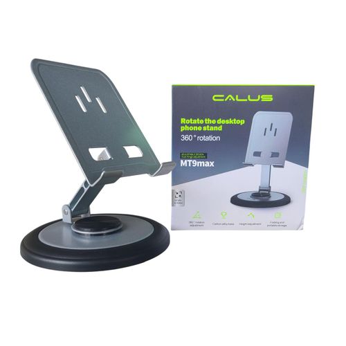 CALUS MT9 Max Adjustable Phone Stand – 360° Rotatable, Foldable Metal & Plastic Desk Holder