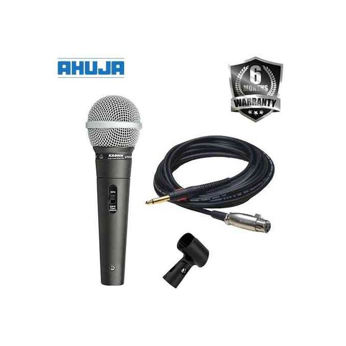 Ahuja AUD-98XLR Dynamic Wired Microphone | Unidirectional Vocal & PA Mic with Detachable Cable