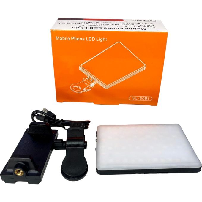 VL-60BI High-Power Rechargeable Pocket LED Fill Light | 60-LED Portable Vlog & Video Conference Light with Dual Front/Back Clip, 3 Light Modes & 10 Brightness Levels