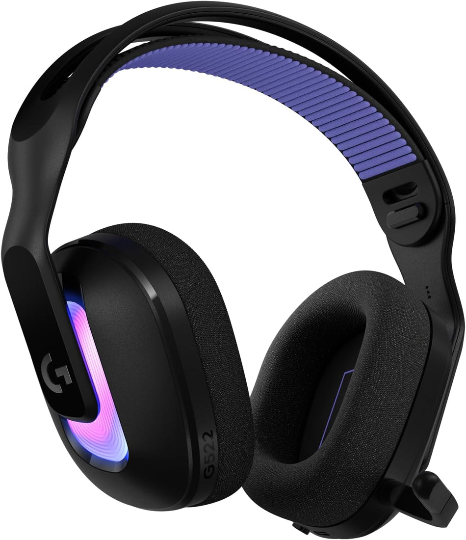 Logitech G522 LIGHTSPEED Wireless Gaming Headset, LIGHTSYNC RGB, Tri-Connectivity Bluetooth, USB-A to USB-C for PC - Black