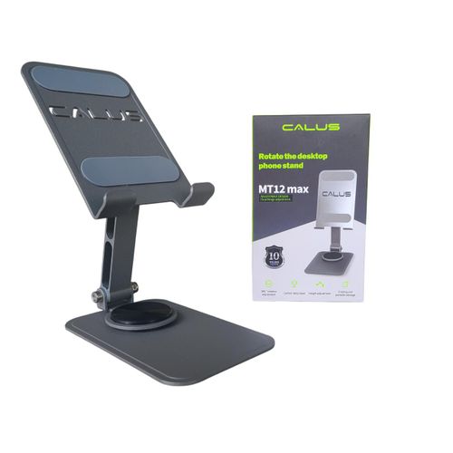 CALUS MT12 Max Metal Phone Stand – Adjustable Height, 360° Rotation, Foldable with Anti-Slip Base