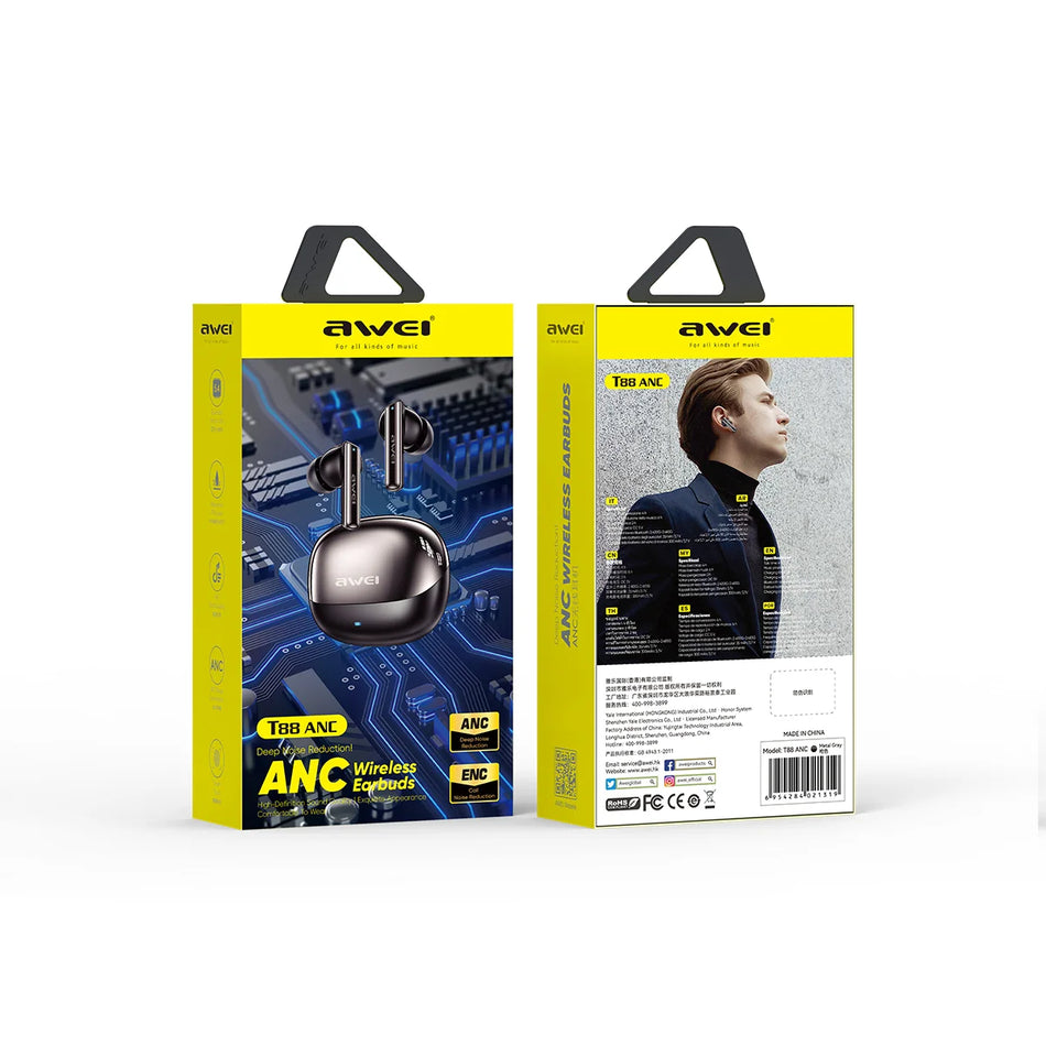 AWEI T88 ANC Wireless Bluetooth 5.4 TWS Earbuds