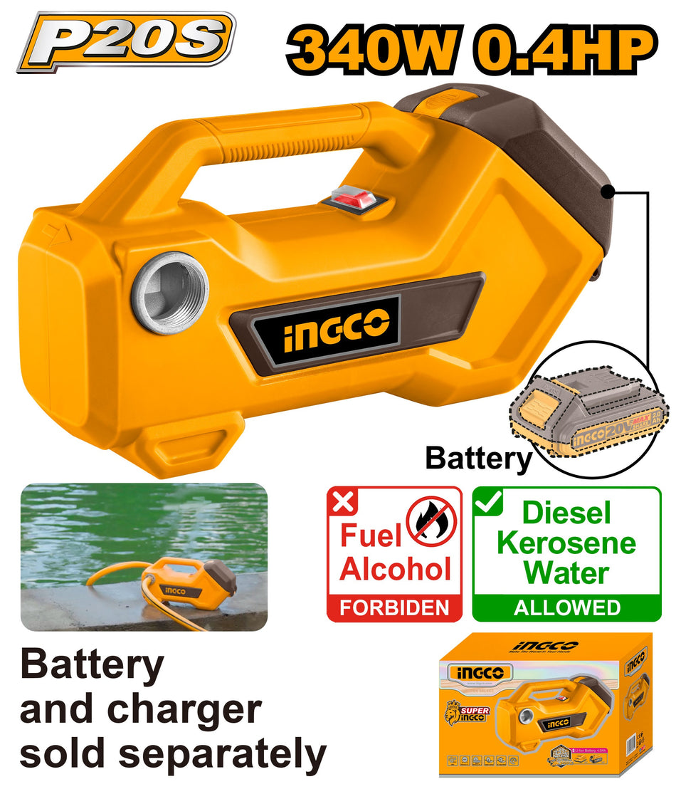 INGCO 20V LI-ION TRANSFER PUMP 45L/MIN, 3/4" CONNECTION (TPLI2001)