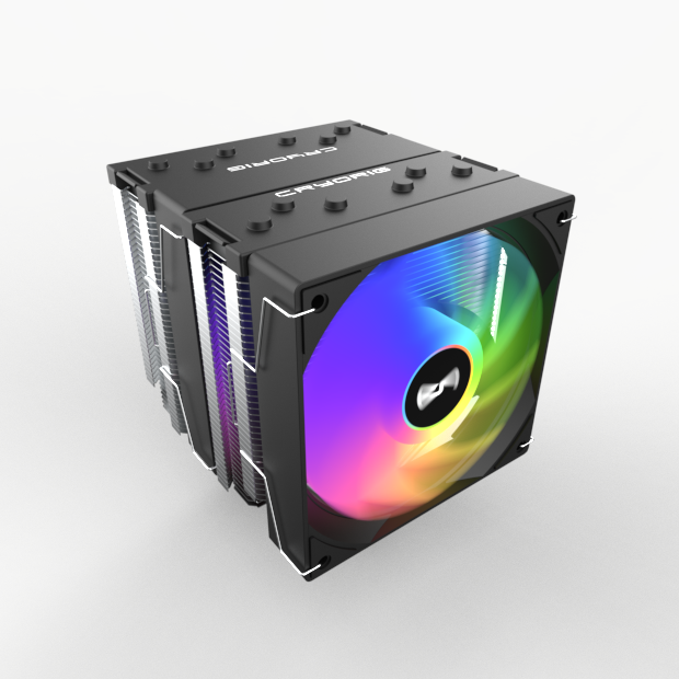 CRYORIG CR6S Dual-Tower 6 Pure Copper HEATPIPES with 2 120MM ARGB PWM Fans