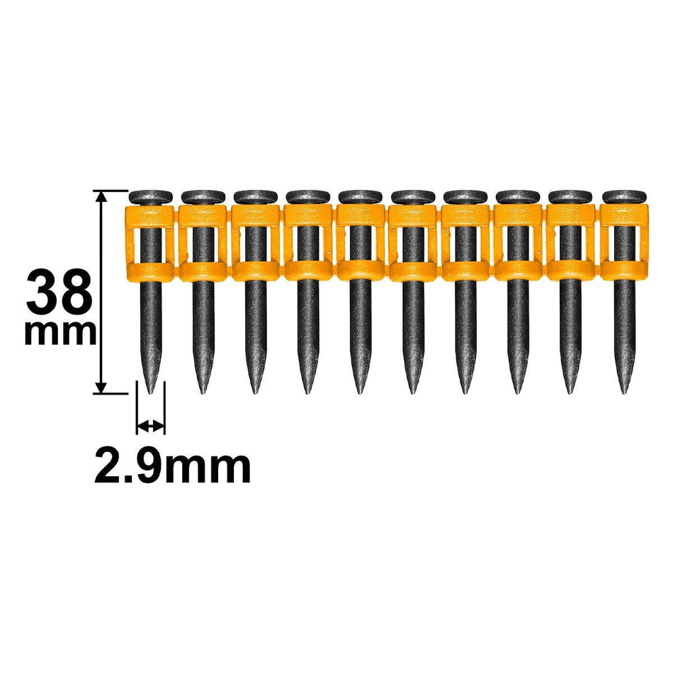Ingco 38mm Continuous Firing Concrete Nails (ANA02381) – 1000-Piece Bulk Pack Premium #60 Carbon Steel Collated Gas/Pneumatic Nailer Fasteners
