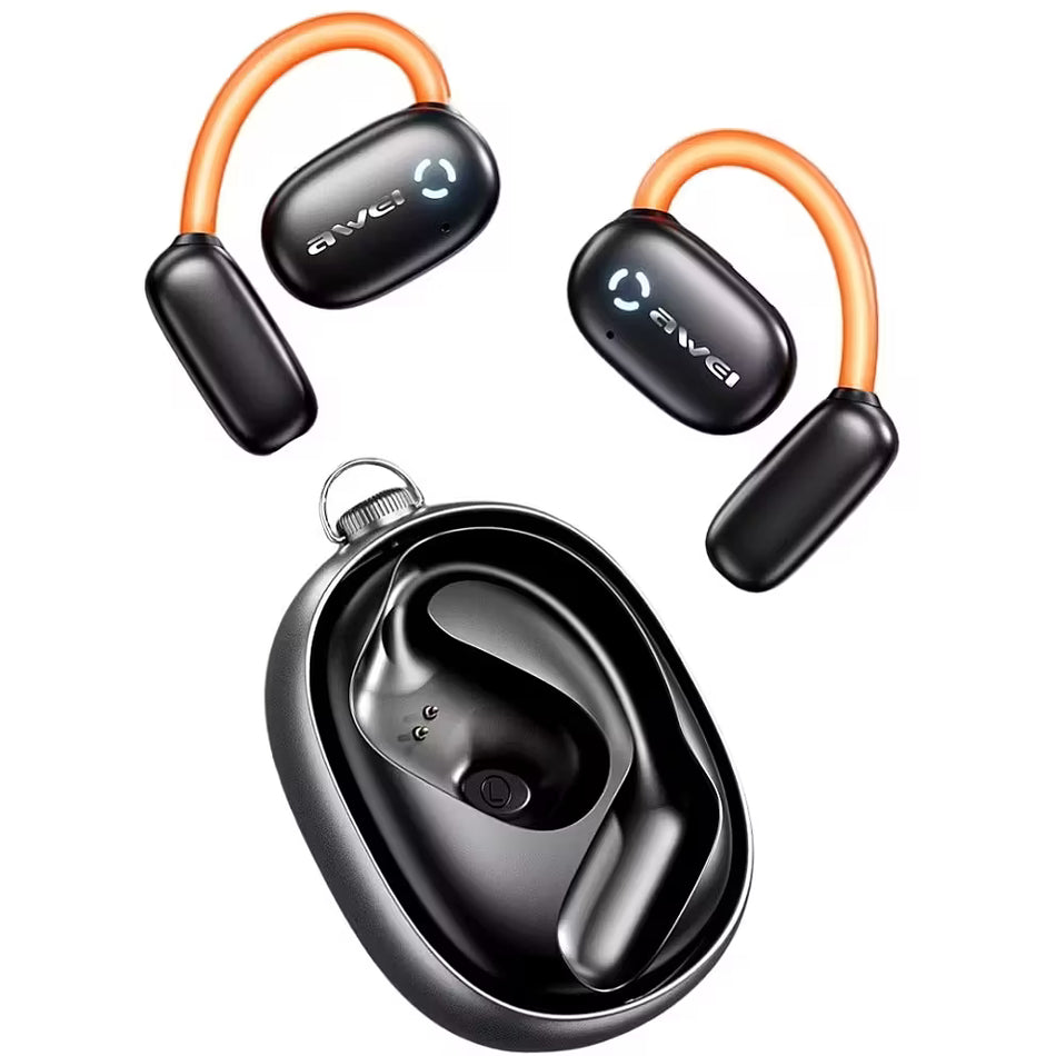 Awei TZ13 ANC Open Design Wireless Earbuds, Earhook Light Effect, Sport Bluetooth, ANC Deep Noise Reduction, 55mAh/3.7V Battery Capacity, Black | TZ13 ANC