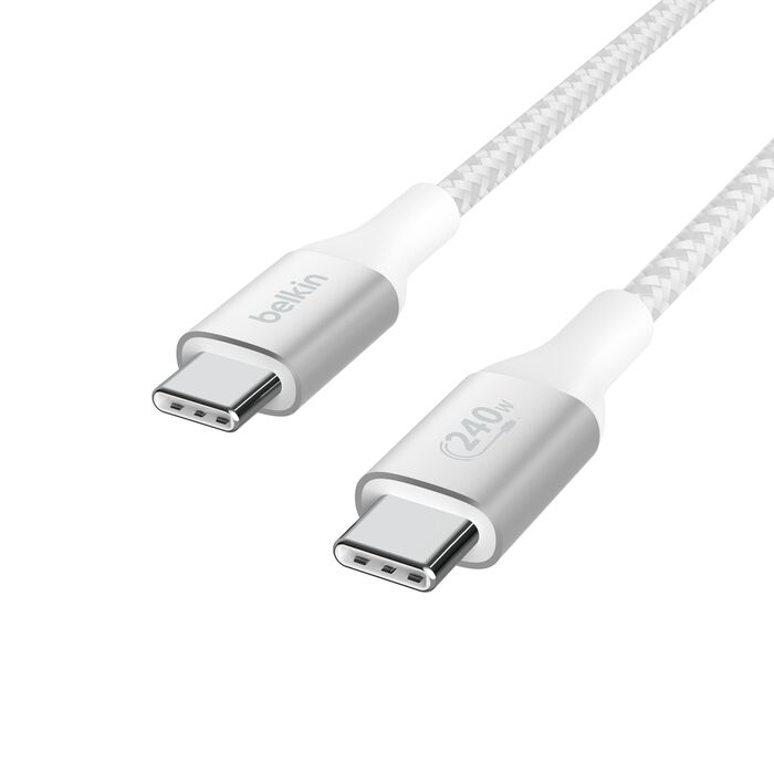 Belkin USB-C To USB-C Cable Charge CablE, Braided 240 W Smartphone, 3.3 Feet / 1 M White
