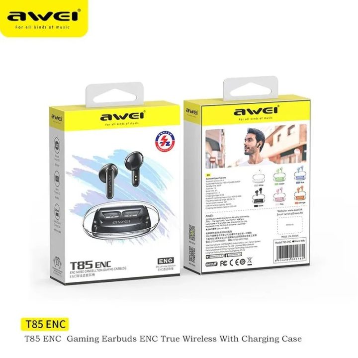 AWEI T85 Wireless Earbuds, Bluetooth 5.3 Noise Cancelling Ear Buds, Ear Buds with Noise Cancelling Mic, IPX6 Waterproof in Ear Earphones