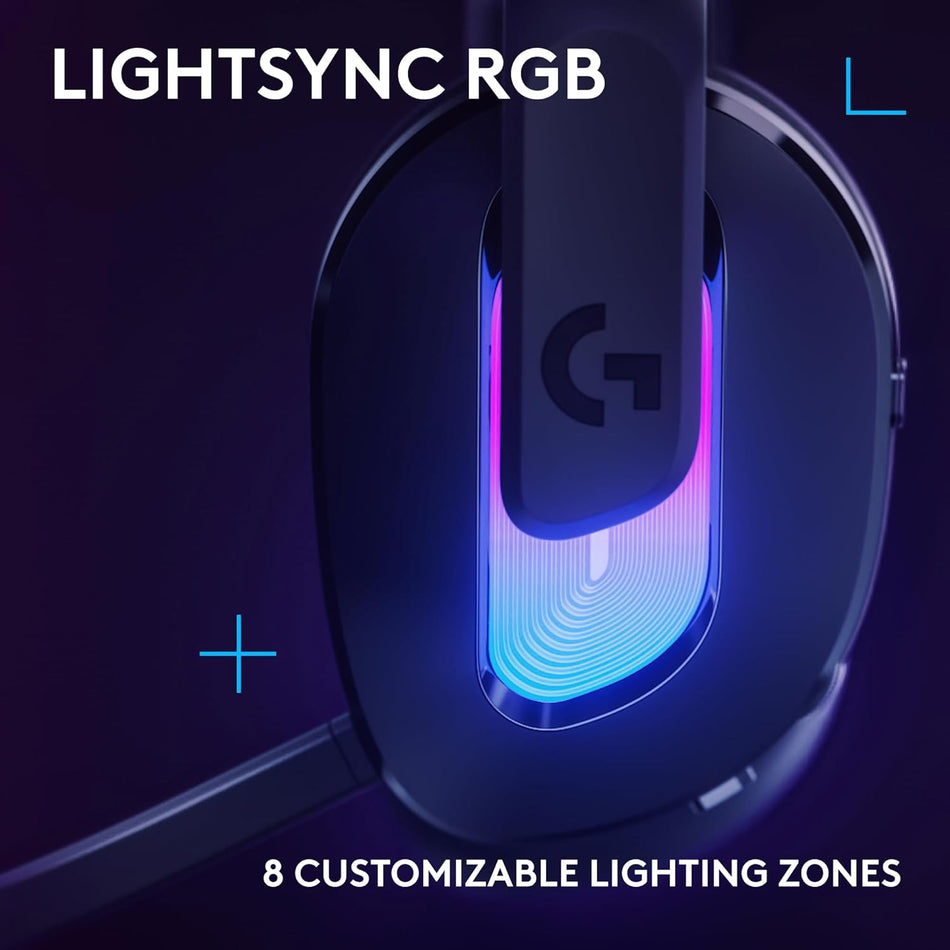 Logitech G522 LIGHTSPEED Wireless Gaming Headset, LIGHTSYNC RGB, Tri-Connectivity Bluetooth, USB-A to USB-C for PC - Black