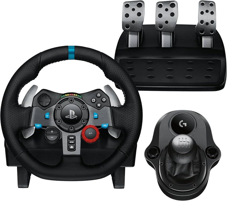 Logitech G29 Driving Force Racing Wheel and Floor Pedals, Real Force Feedback, Stainless Steel Paddle Shifters, Leather Steering Wheel Cover for PS5, PS4, PC, Mac - Black