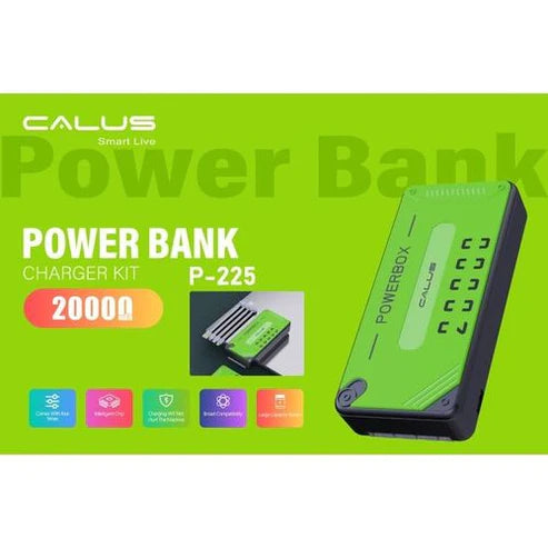 CALUS P225 FIREFLY - 20000mAh 20000 mAh power bank, pocket LED digital display, built-in 4 charging cable