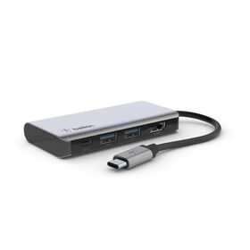 Belkin 4-in-1 Multiport Adapter AVC006btSGY USB-C to HDMI 1.4 port, 2 USB-A 3.0 BC1.2 ports, and a USB-C PD port