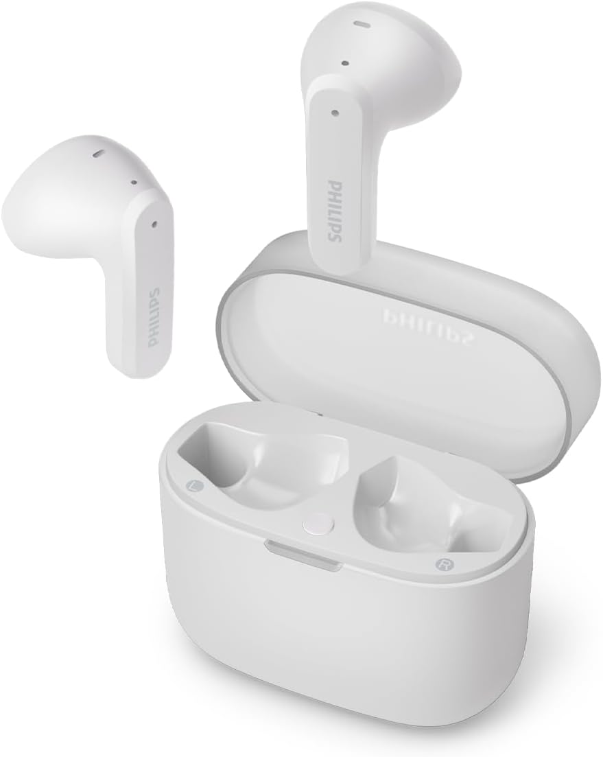Philips TAT2139 True Wireless In-Ear Bluetooth Headphones - Small Earbud Design, Natural Sound, Dynamic Bass, Pocket-Sized Charging Case & Clear Calls - Black (TAT2139BK/00) & White (TAT2139WT/00)
