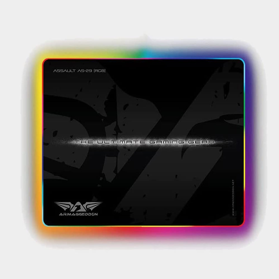 Armaggeddon AS-29R Pro Gaming RGB Mousemat | High-Precision Micro-Weave Cloth Surface Gaming Mouse Pad with Dynamic LED Illumination - 300mm x 250mm USB Powered (AS-29R Pro)