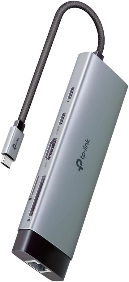 TP-Link UH9120C, USB Type-C 9-in-1 Hub, 4K@60Hz HDMI, 1Gbps Ethernet, SD & microSD UHS-I, 100W Power Delivery, 1×USB-C Data Port, 3×USB-A Data Ports
