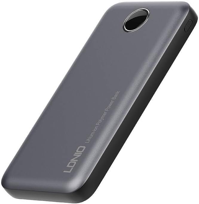 LDNIO PQ10 Power Bank With Dual USB Ports And 1 USB-C Port Including LED Digital Display Shows The Remaining Battery Power Fits Multi Devices 10000 mAh - Gray