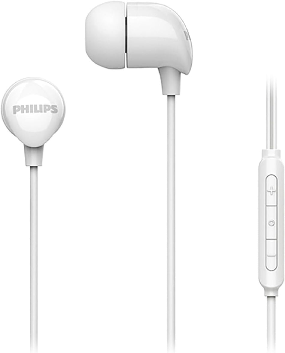 Philips TAE2146/97 In-Ear Wired Headphones with USB-C Plug, 10mm Drivers for Deep Dynamic Bass & Clear Sound, In-Line Mic & 1.2m Durable Cable - Black/White