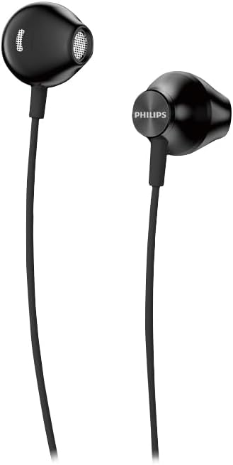 Philips TAUE101/00(BK/WH) In-Ear Wired Headphones with 3.5mm Jack, Integrated Microphone & Dynamic Bass - Black