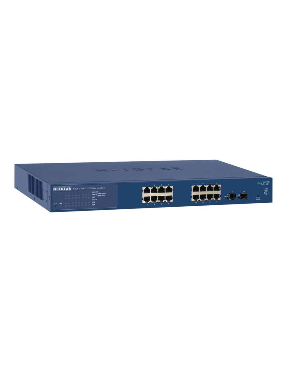 NETGEAR 16-Port Gigabit Ethernet Smart Managed Pro Switch (GS716Tv3) - with 2 x 1G SFP, Desktop/Rackmount, and ProSAFE
