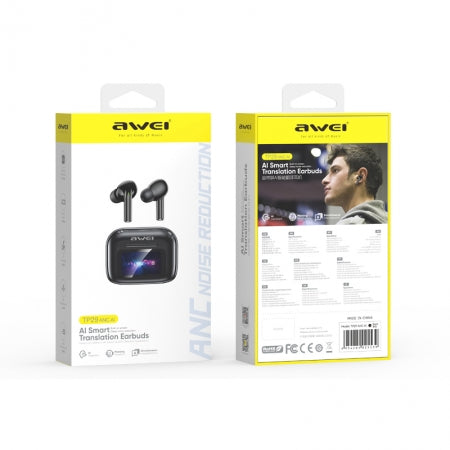 Awei TP29 ANC Ai Smart Translation Earbuds with LCD Touch Screen Black