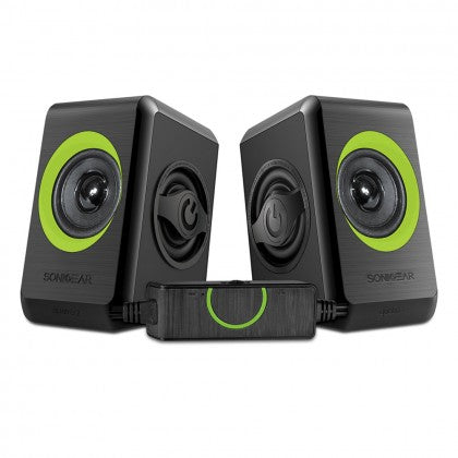 SonicGear Quatro 2 BASS-2 USB 2.0 Desktop Speakers with Built-In Bass Reflex Panels (Lime Green / Festive Red / Turquilla / Sunny Orange)