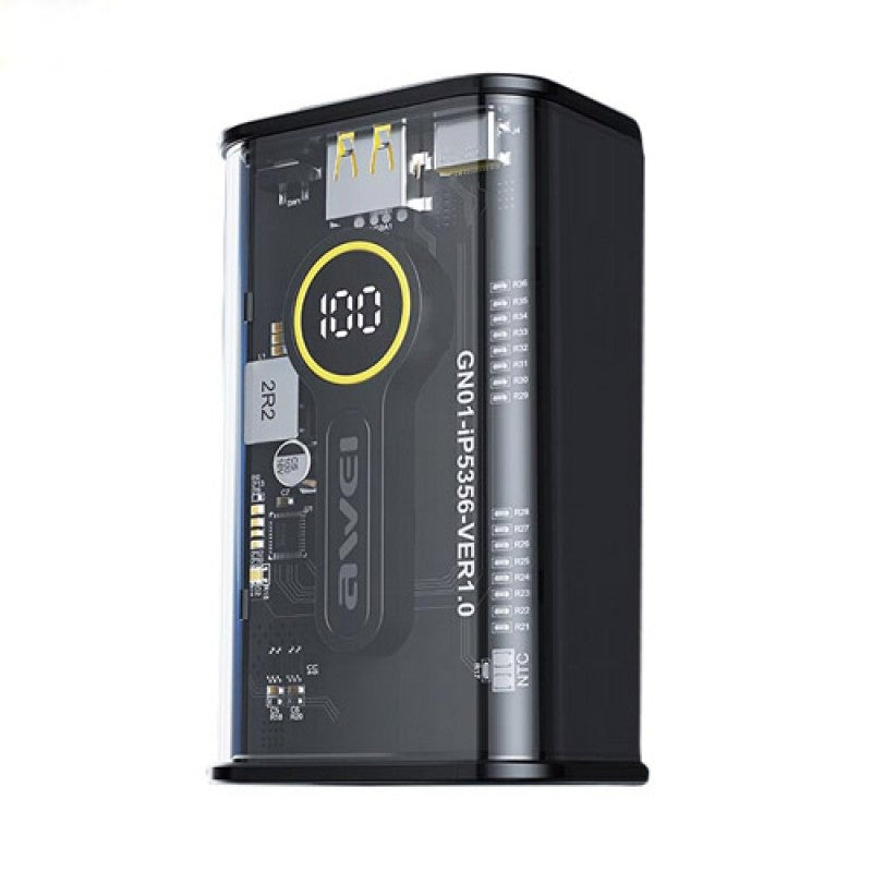 Awei P165K 10000mAh Transparent Fast Charging Power Bank 22.5W PD External Spare Battery Pack