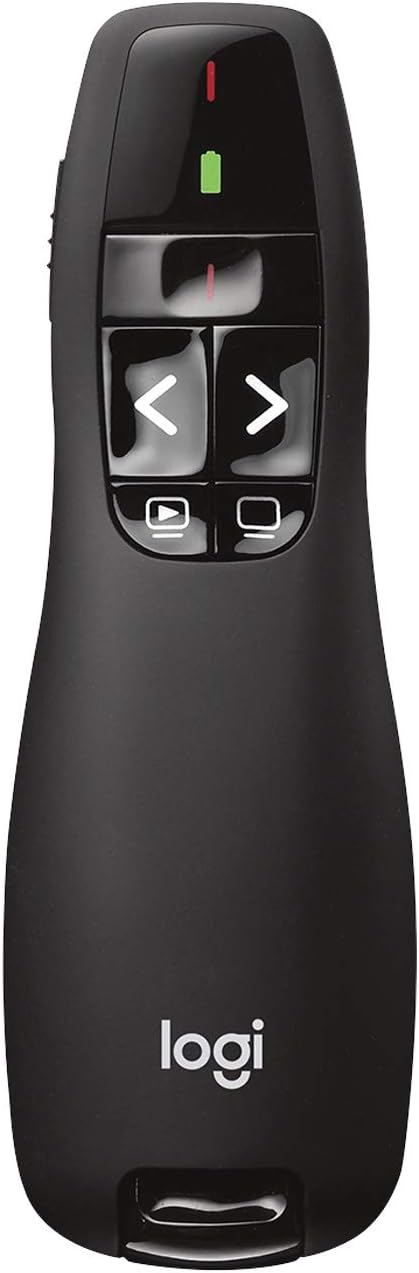 Logitech Wireless Presenter R400, USB-A PowerPoint Clicker with Laser Pointer, Wireless Presentation Clicker Remote 1 Year Warranty