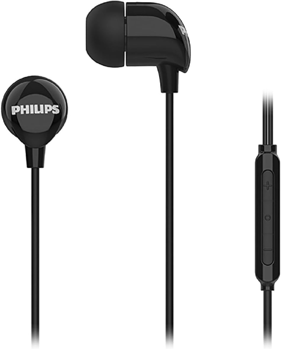 Philips TAE2146/97 In-Ear Wired Headphones with USB-C Plug, 10mm Drivers for Deep Dynamic Bass & Clear Sound, In-Line Mic & 1.2m Durable Cable - Black/White
