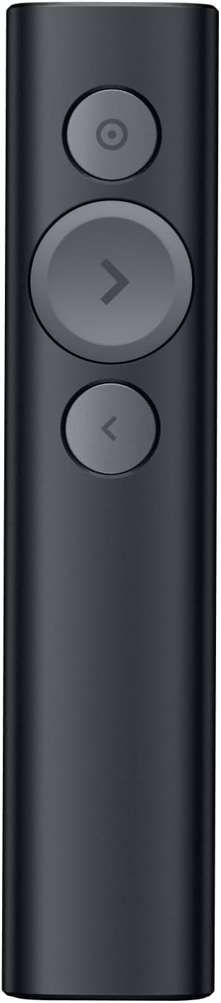 Logitech Spotlight Wireless Presentation Remote, 2.4 GHz and Bluetooth, USB-Receiver, Digital Laser Pointer, 30-Meter Operating Range, Dual Connectivity, Timer, PC/Mac/Android/iOS - Grey