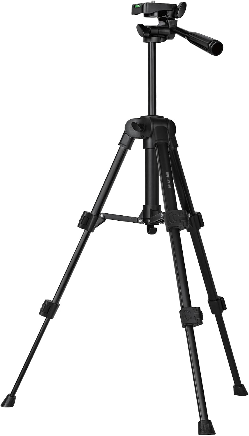 Green Lion GTP-50 Tripod-Professional Aluminum, Rubber Non-Slip Base For Safe Positioning, 2 kg Load Capacity, 360° Rotation, Three Telescopic Legs For Various Heights-Black