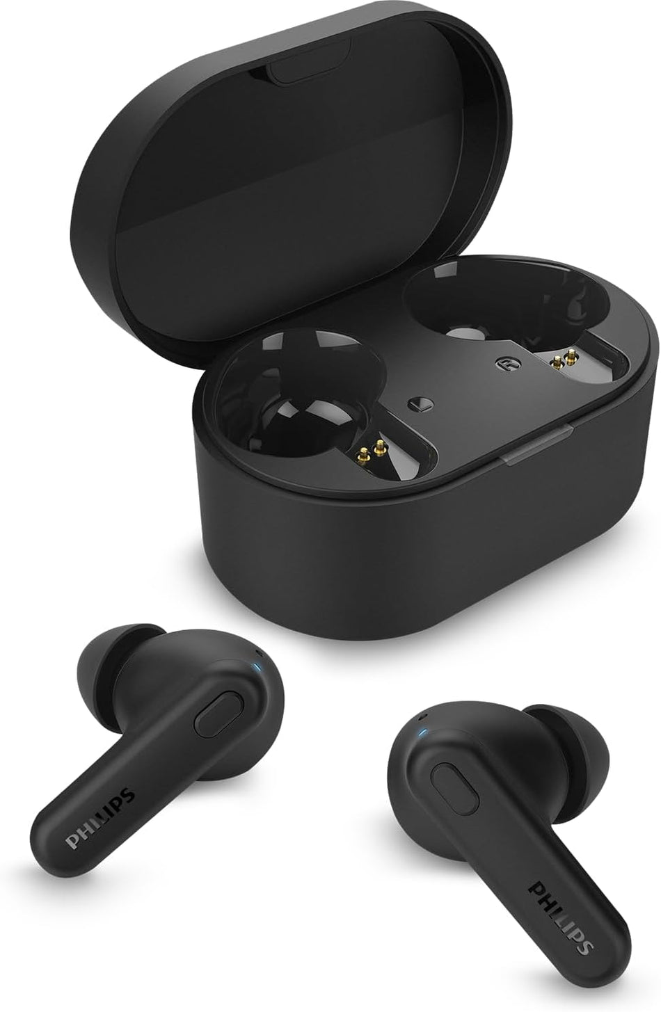 Philips TAT1108BK/97 True Wireless Earbuds - 6mm Drivers, Powerful Bass, AI Noise-Canceling Mic, 15 Hours Battery Life, Bluetooth 5.3 & IPX4 Water Resistance - Black