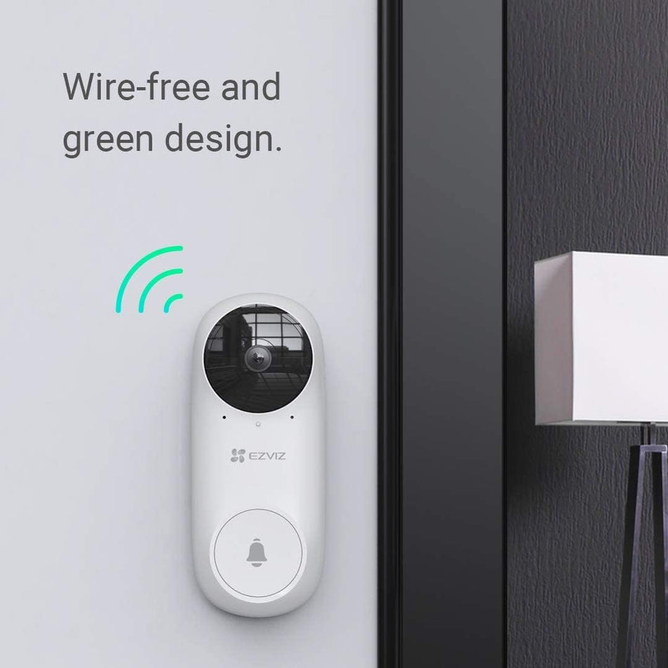 EZVIZ DB2C Wire-Free Video Doorbell with Chime Rechargable Battery Powered Wireless Smart Home Security Camera