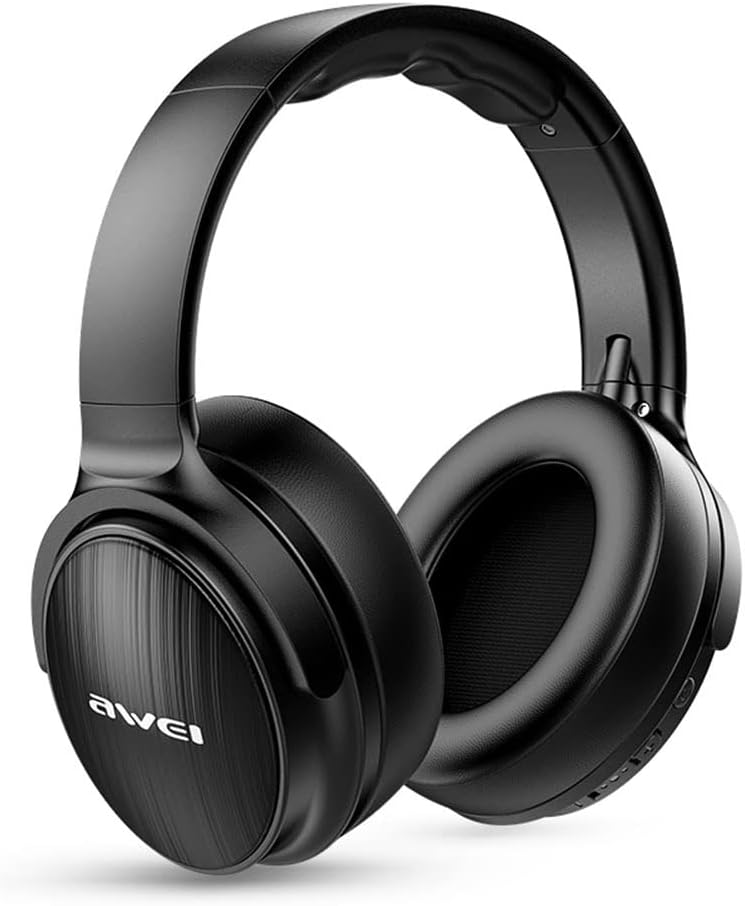 AWEI A780BL Bluetooth 5.0 Earphone Wireless Headphone With Microphone Deep Bass Gaming Headset IPX5 Waterproof For Smartphone with 3.5mm aux Jack - Black