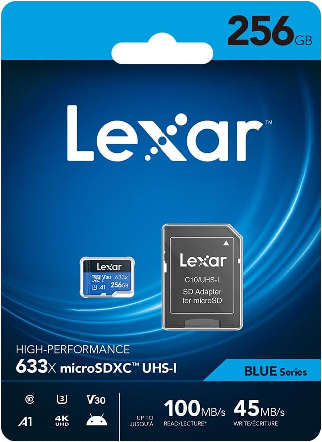 Lexar High Performance 633x 256GB microSDXC UHS-I V30 U3 4K UHD Memory Card