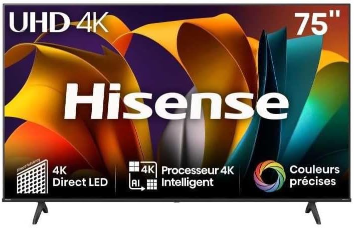 Hisense Smart TV 75 Inch 75A6N 4K UHD, Dolby Vision, HDR, VIDAA with YouTube, Netflix, Disney+, Canal + (2024 Model) [Energy Class E]