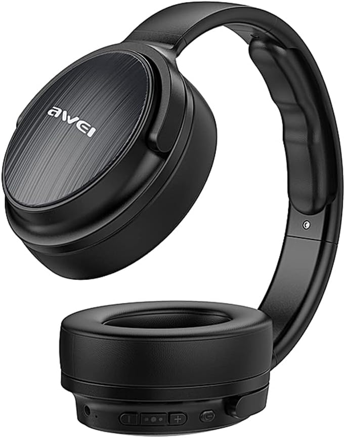 AWEI A780BL Bluetooth 5.0 Earphone Wireless Headphone With Microphone Deep Bass Gaming Headset IPX5 Waterproof For Smartphone with 3.5mm aux Jack - Black