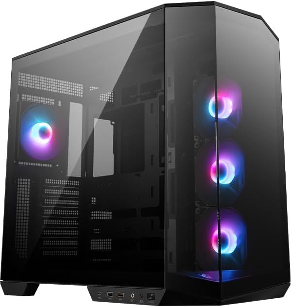MSI MAG PANO 100R PZ - Premium Mid-Tower Gaming PC Case - Tempered Glass Side Panel - 4X ARGB 120mm Fans - Liquid Cooling Support up to 360mm Radiator