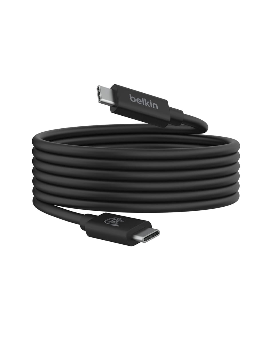 Belkin Connect USB4 Cable (6.6ft/2M Power Cable), USB-C to USB-C Cable w/ 240W Power Delivery